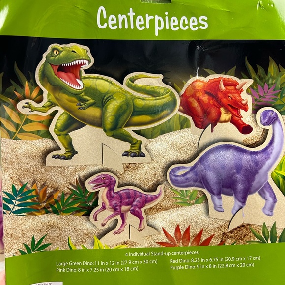 Dinosaur Party room decor centerpieces & wooden Triceratops 9 pieces total Large - Picture 4 of 14